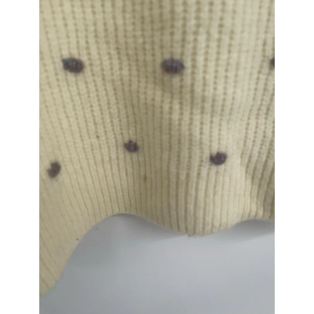 Lou & Grey LOFT Polka Dot‎ Sweater Cream Womens XS Textured Cozy Cottage Indie